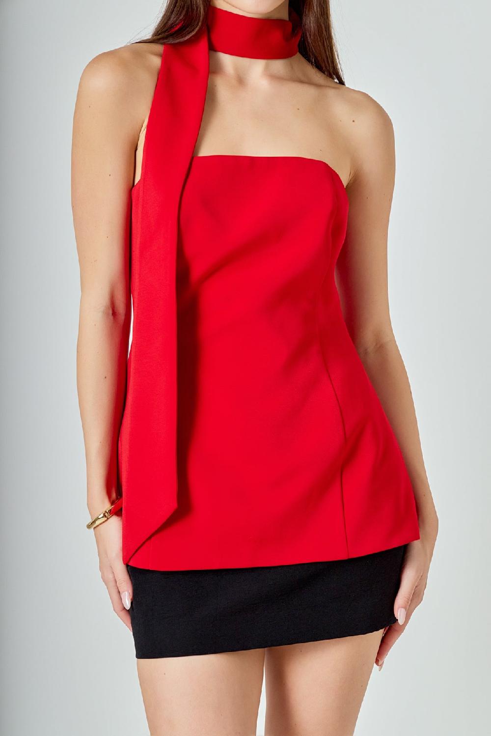 Endless Rose A-Line Choker Tie Top RED