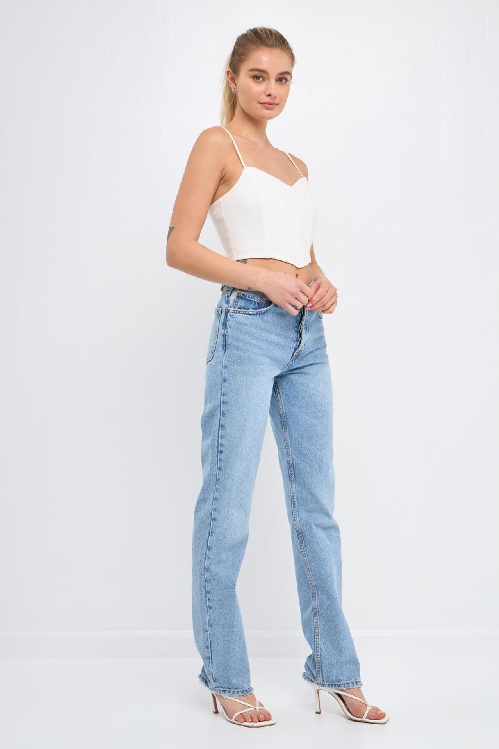 Endless Rose Adjustable Bustier Crop Top WHITE