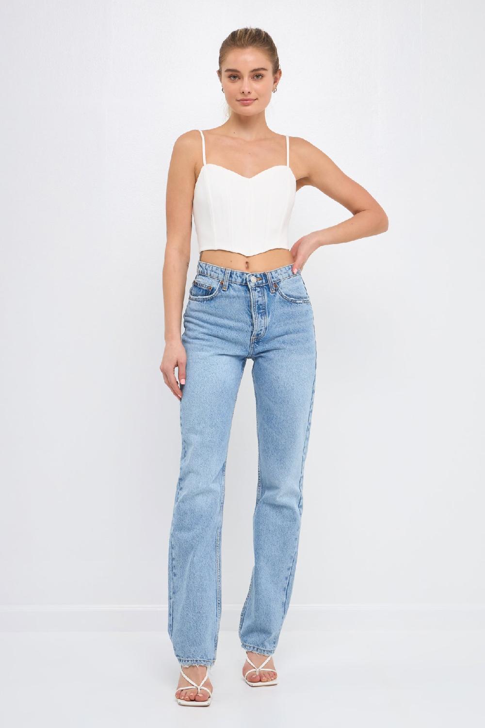 Endless Rose Adjustable Bustier Crop Top WHITE