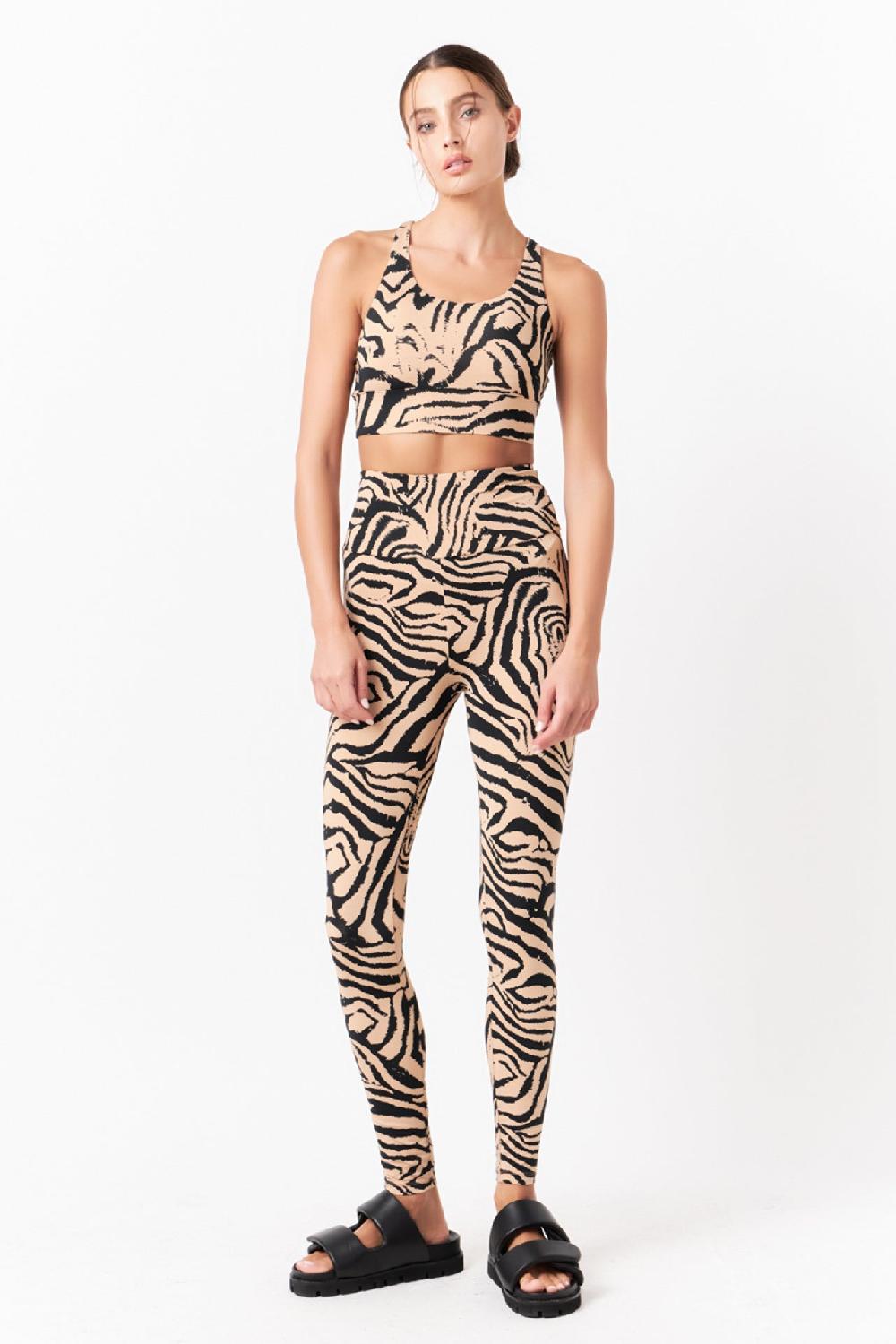 endless rose Animal Print Leggings BEIGE/BLACK