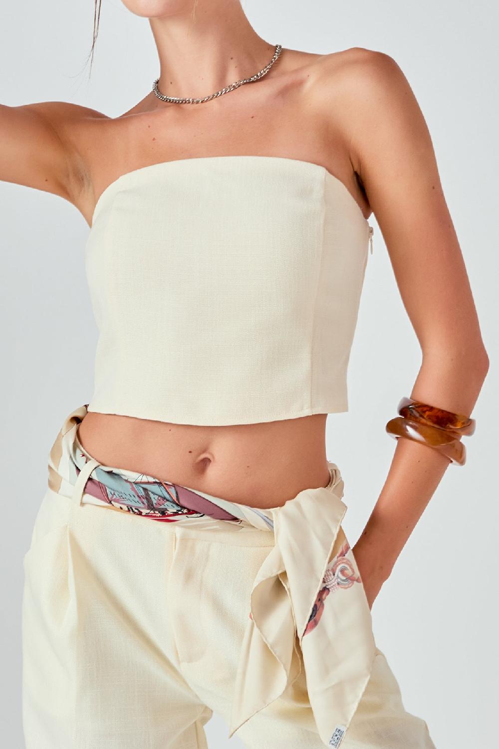 Endless Rose Ashton Linen Tube Top BUTTER