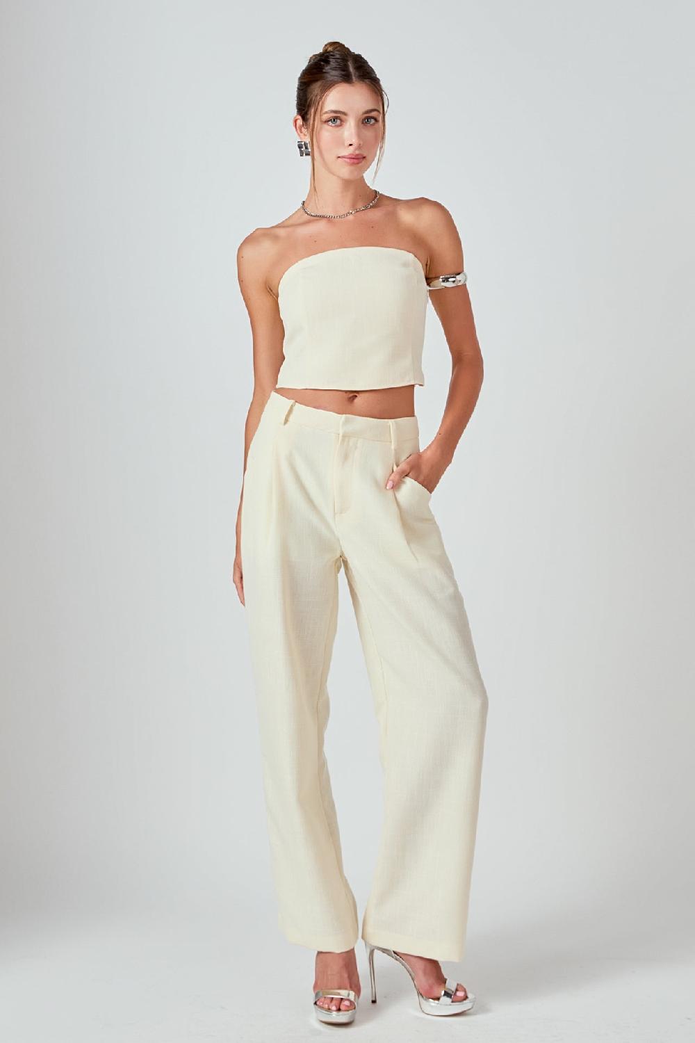 Endless Rose Ashton Linen Tube Top BUTTER