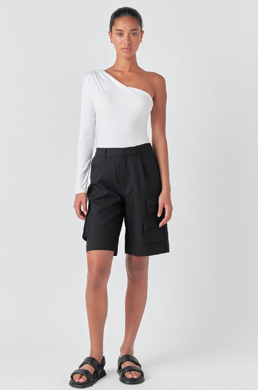 Endless Rose Asymmetric Bodysuit WHITE