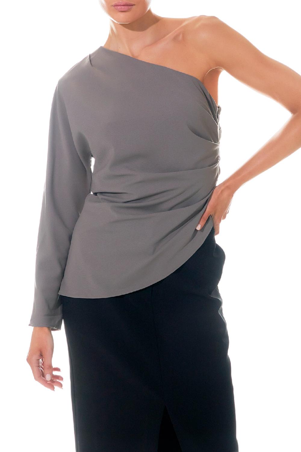 Endless Rose Asymmetric Ruched Top BLACK