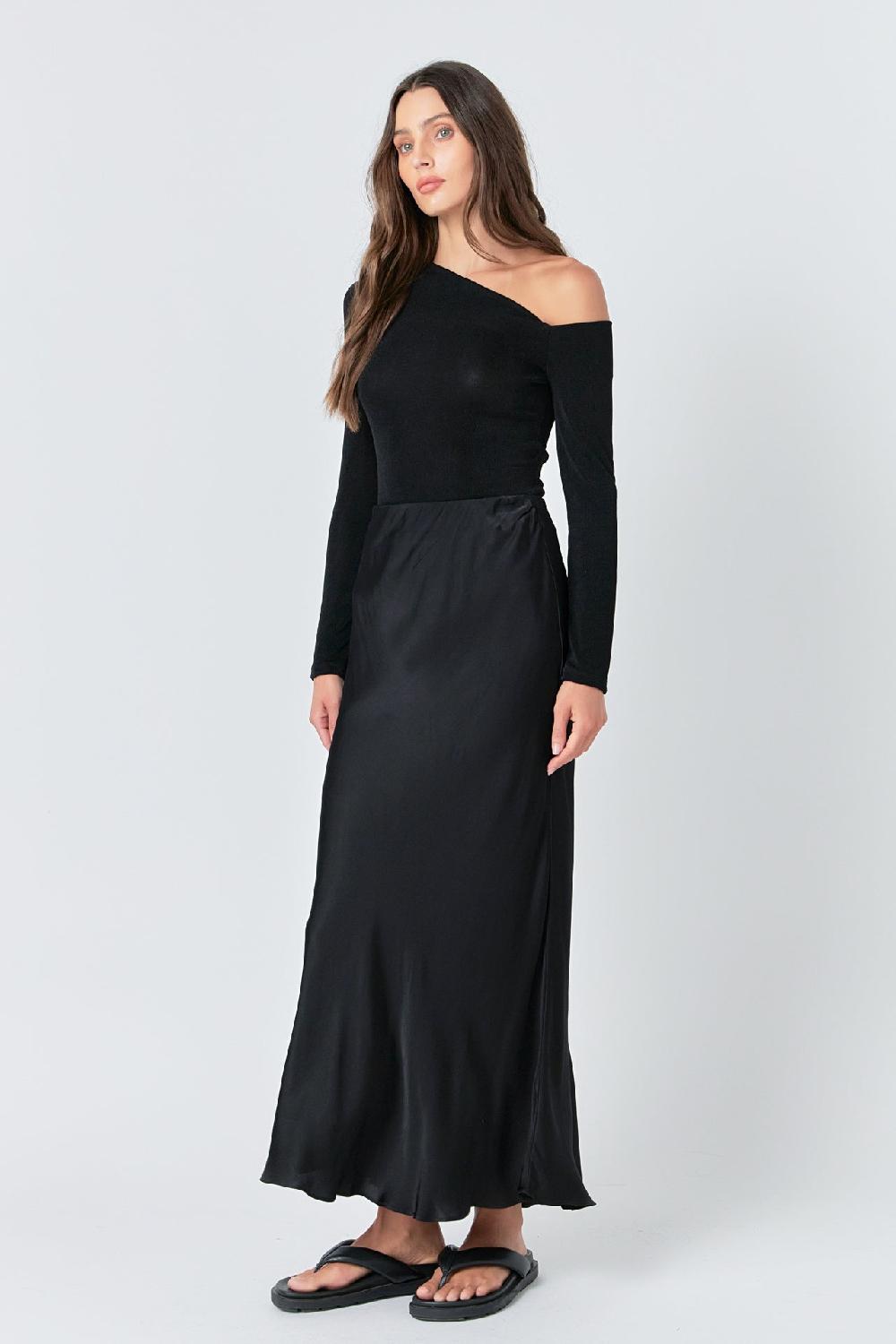 Endless Rose Asymmetric Shoulder Top SILVER