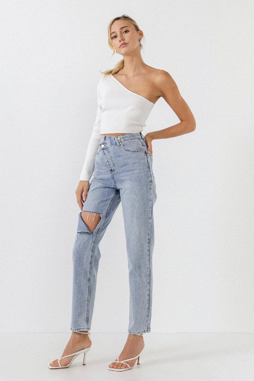 Endless Rose Asymmetric Wrap Jeans DENIM