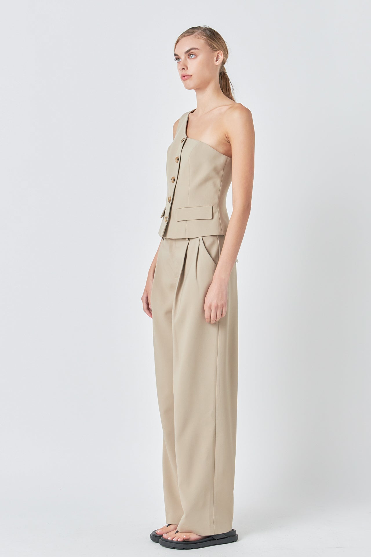 Endless Rose Asymmetrical One Shoulder Vest SAGE