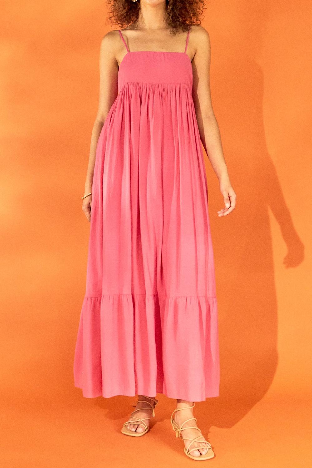 Endless Rose Babydoll Maxi Dress FUCHSIA