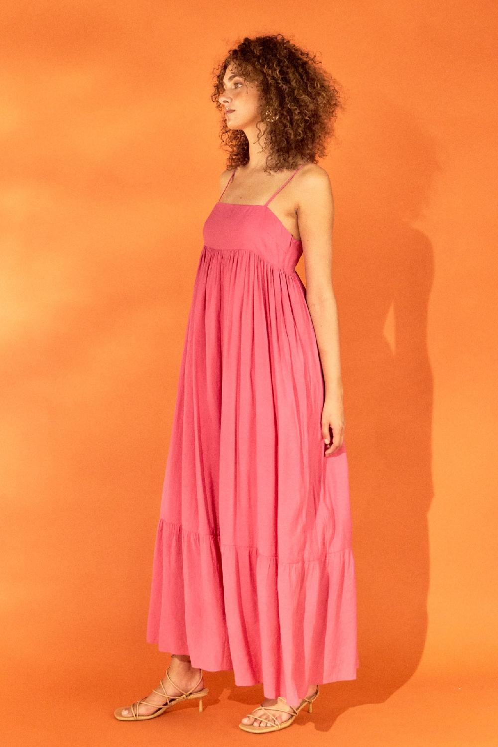 Endless Rose Babydoll Maxi Dress FUCHSIA