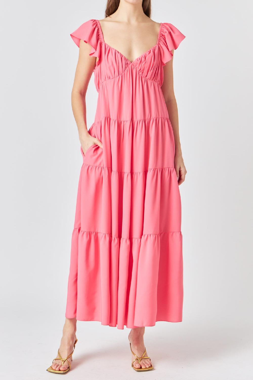 Endless Rose Back Bow Tie Maxi Dress PINK