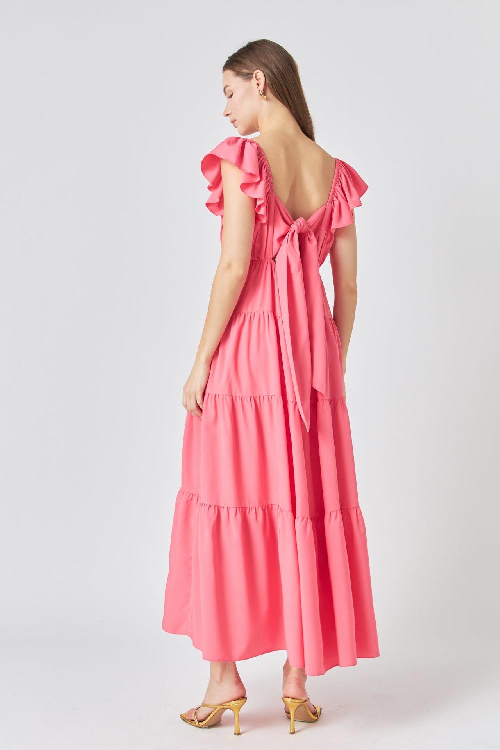 Endless Rose Back Bow Tie Maxi Dress PINK
