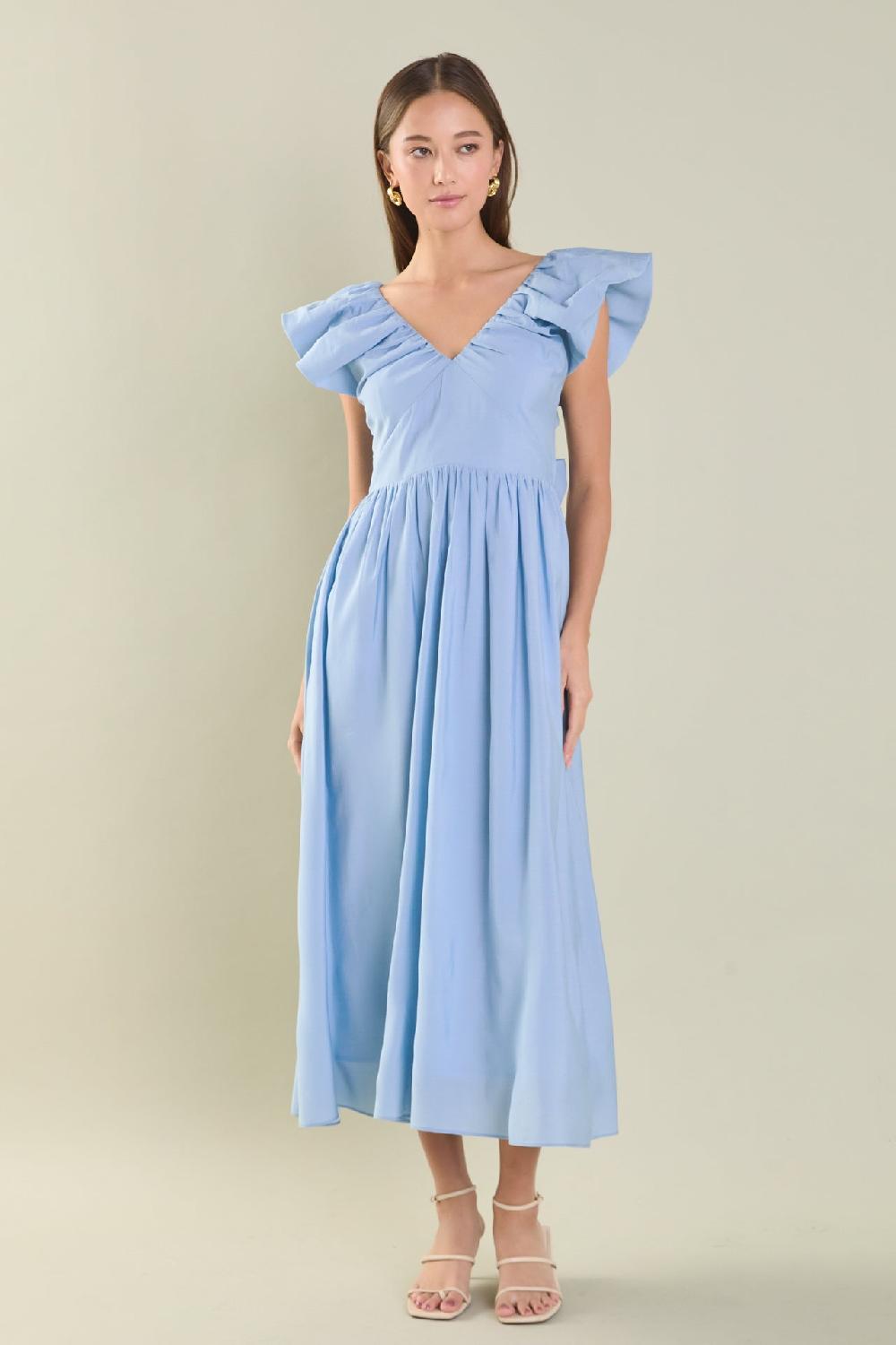 endless rose Back Bow Tied Maxi Dress POWDER BLUE