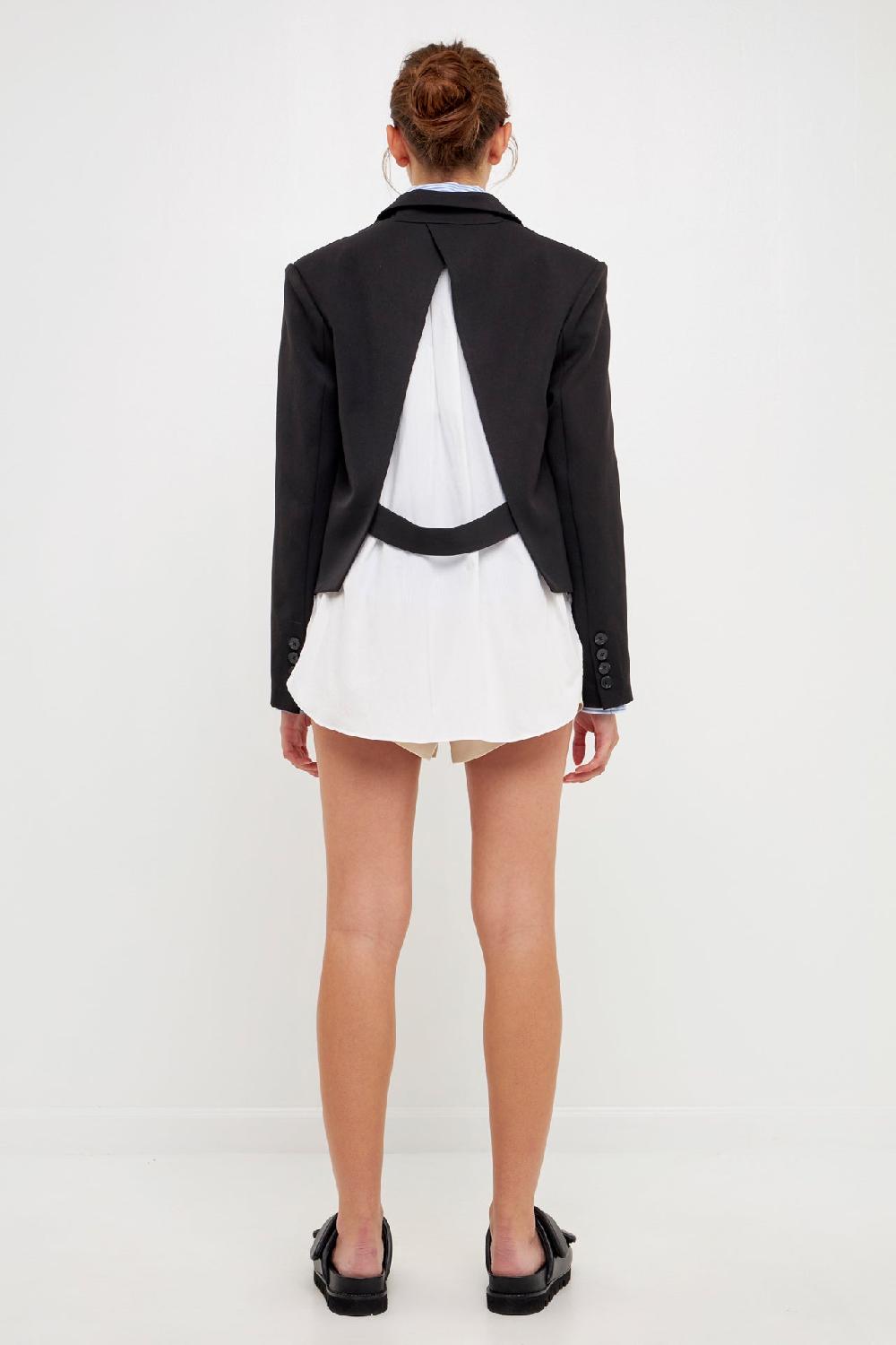 Endless Rose Back Cut Out Tailored Jacket BLACK