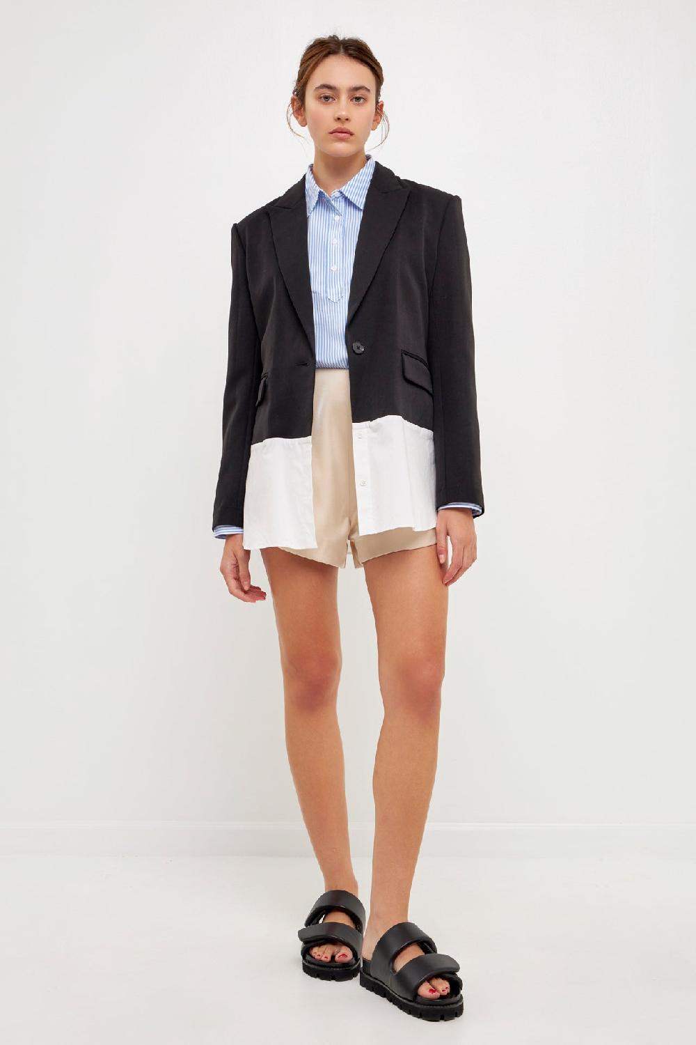 Endless Rose Back Cut Out Tailored Jacket BLACK