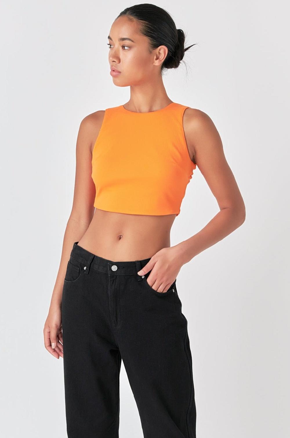 Endless Rose Back Schrunchie Tank Top ORANGE