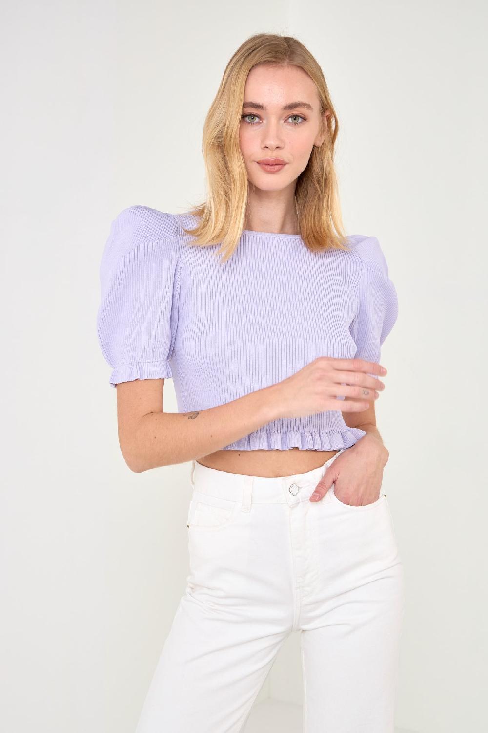 Endless Rose Back Tied Straps Knit Top WHITE