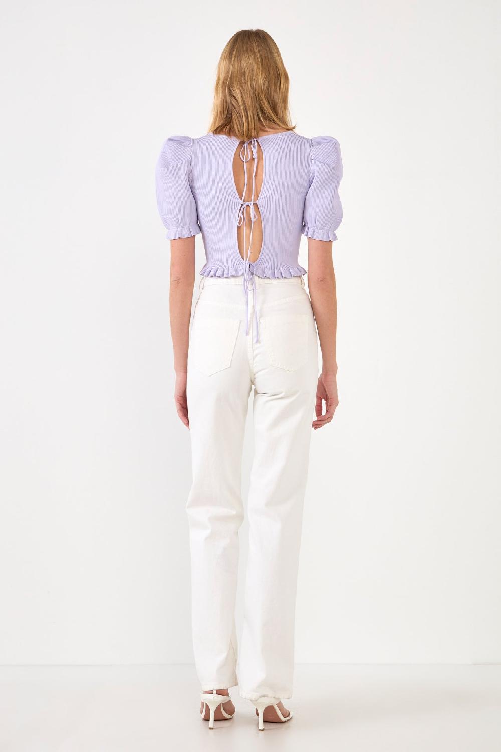 Endless Rose Back Tied Straps Knit Top WHITE