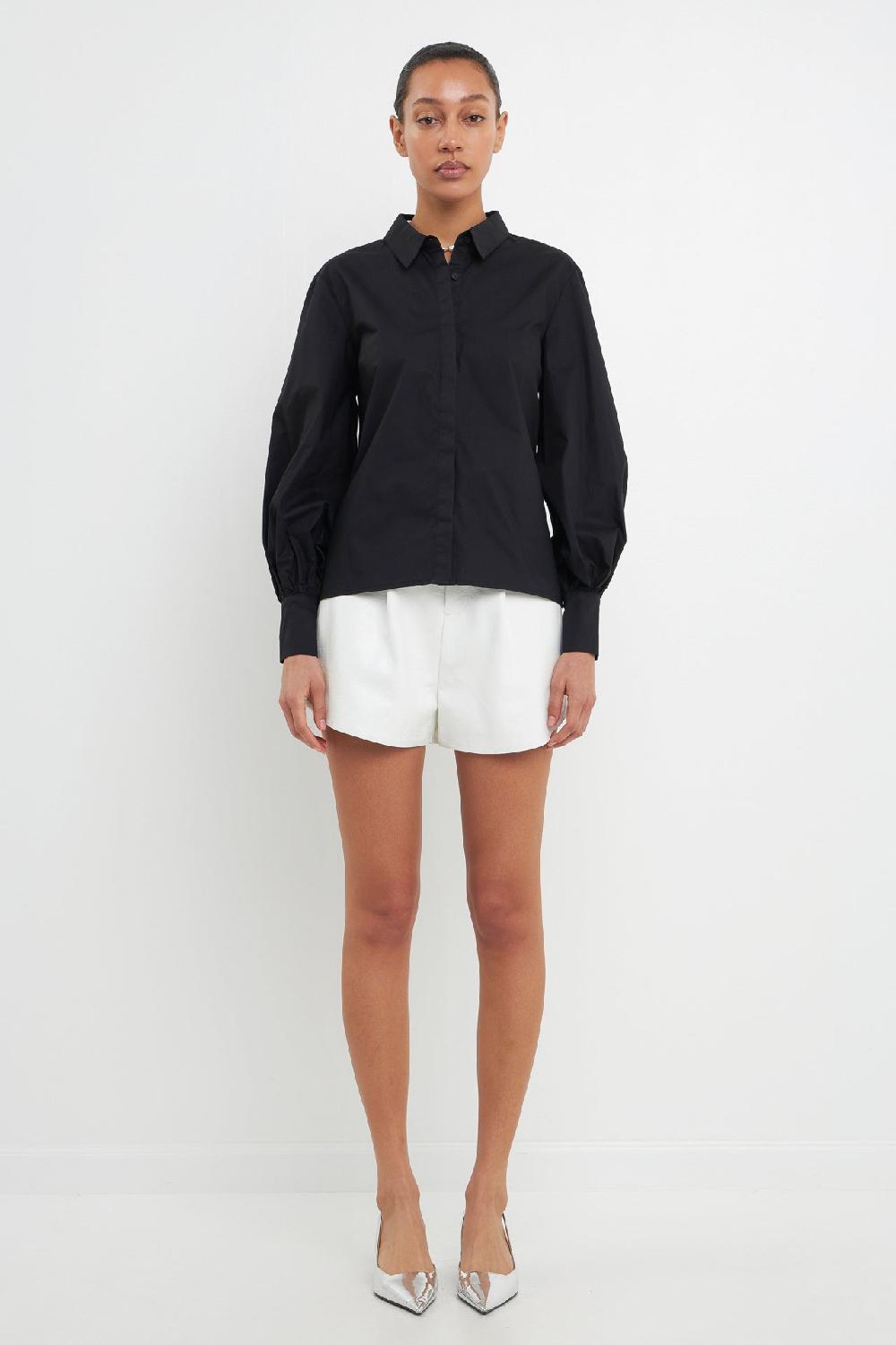 Endless Rose Backless Long Sleeve Shirt JET BLACK