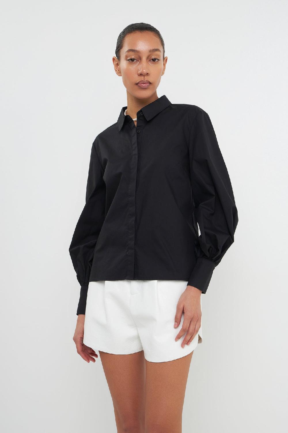 Endless Rose Backless Long Sleeve Shirt JET BLACK