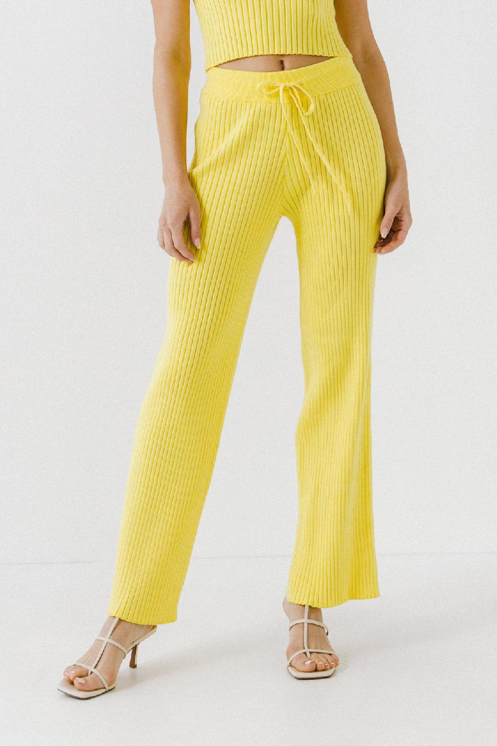 Endless Rose Banded Knit Lounge Pants LIME