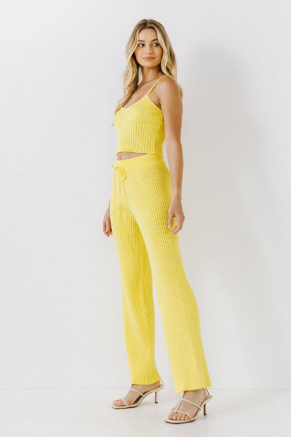 Endless Rose Banded Knit Lounge Pants LIME