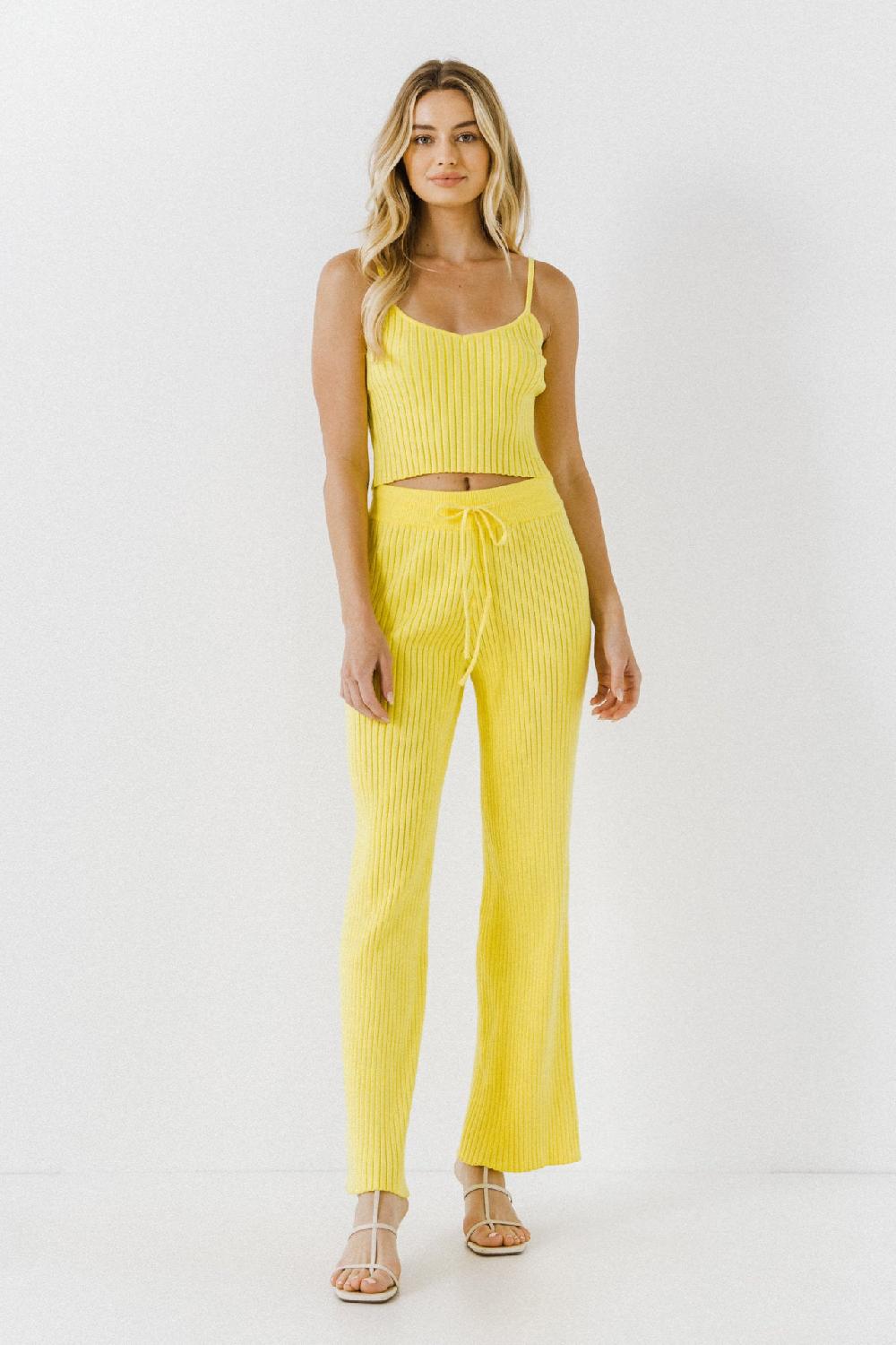 Endless Rose Banded Knit Lounge Pants LIME