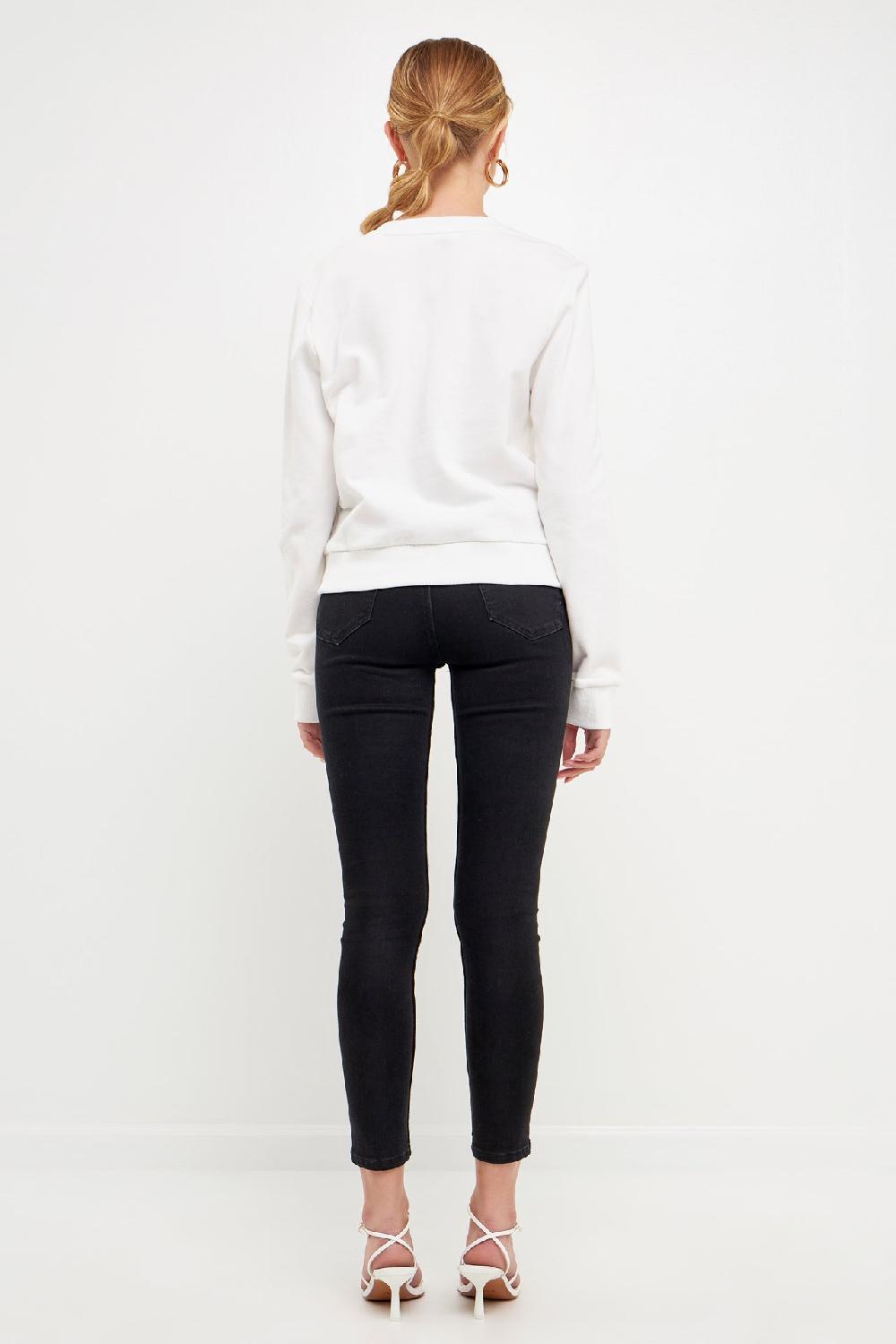 Endless Rose Beaded Loved Sweatshirt WHITE