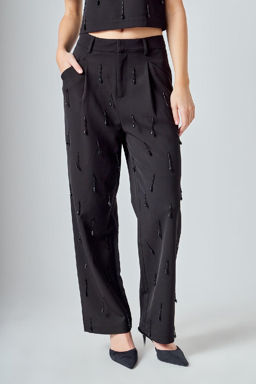 Endless Rose Beaded Pants BLACK