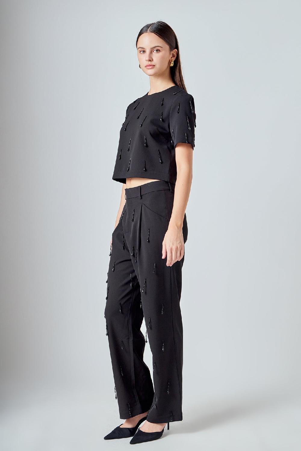 Endless Rose Beaded Pants BLACK