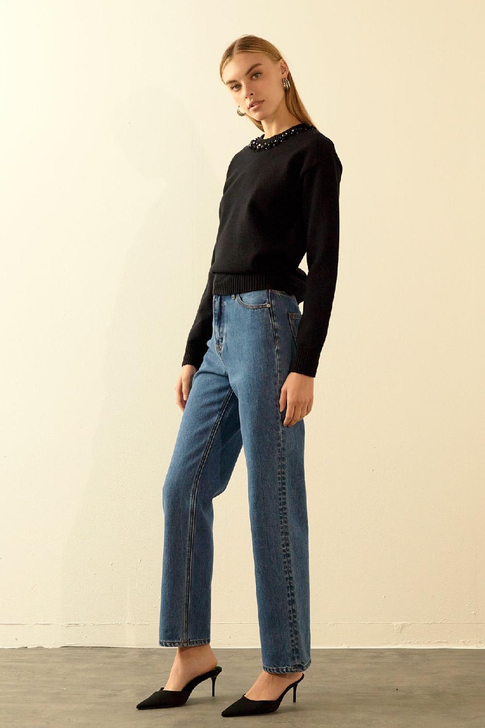 Endless Rose Beaded Sweater BLACK