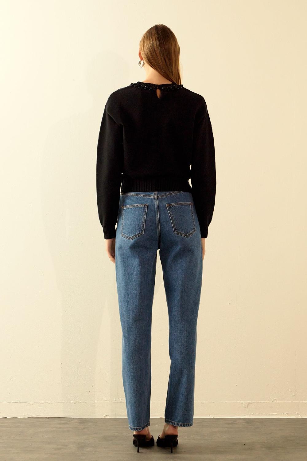 Endless Rose Beaded Sweater BLACK