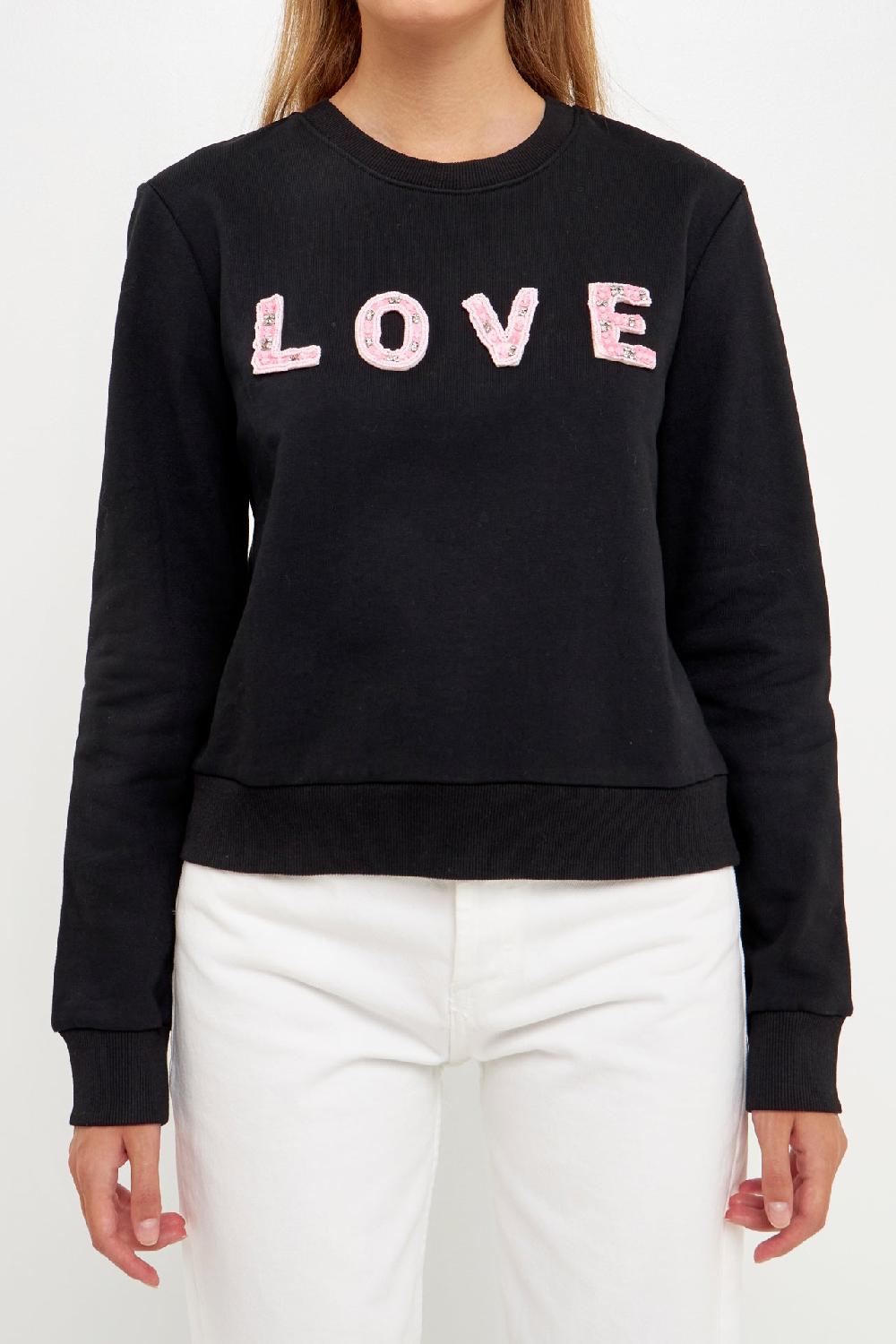 Endless Rose Beaded Sweatshirt BLACK