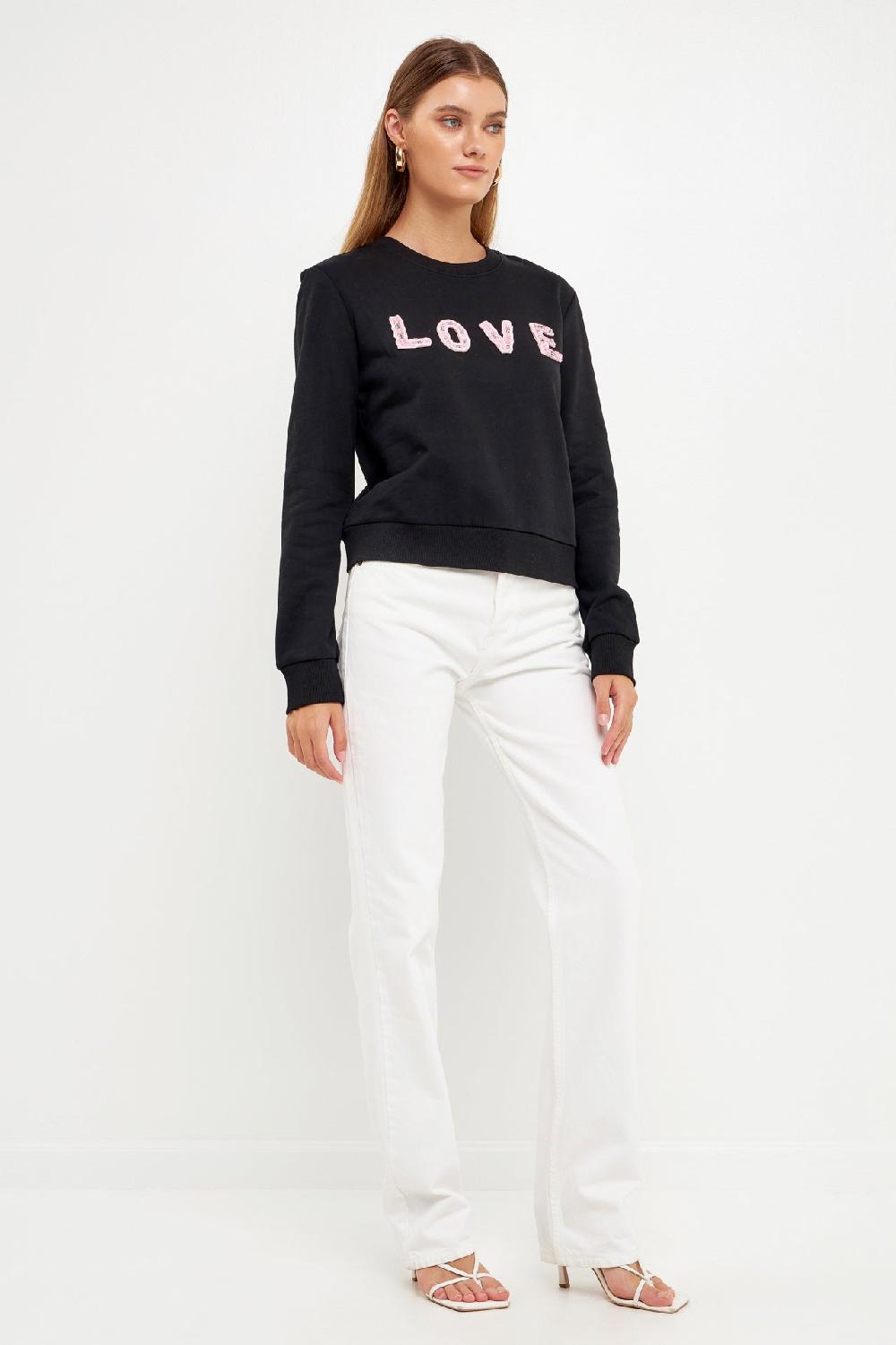 Endless Rose Beaded Sweatshirt BLACK