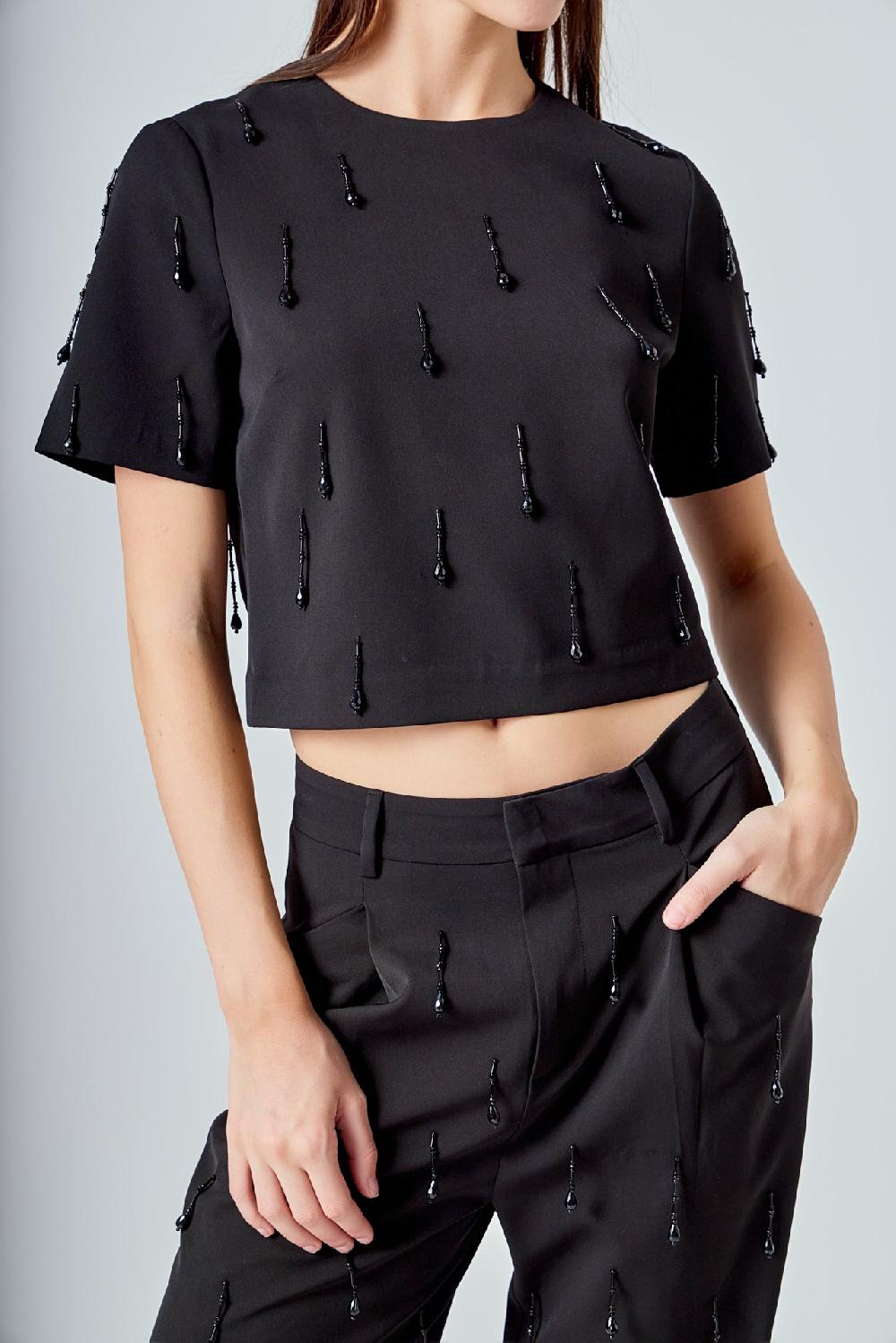 Endless Rose Beaded Top BLACK