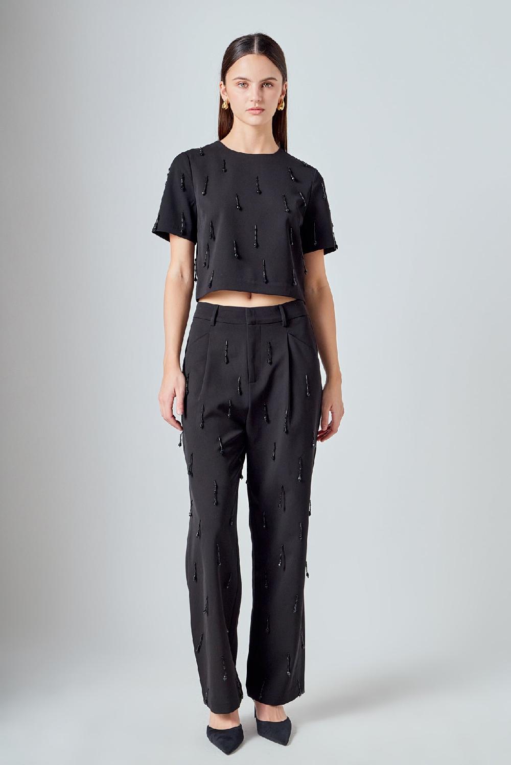 Endless Rose Beaded Top BLACK