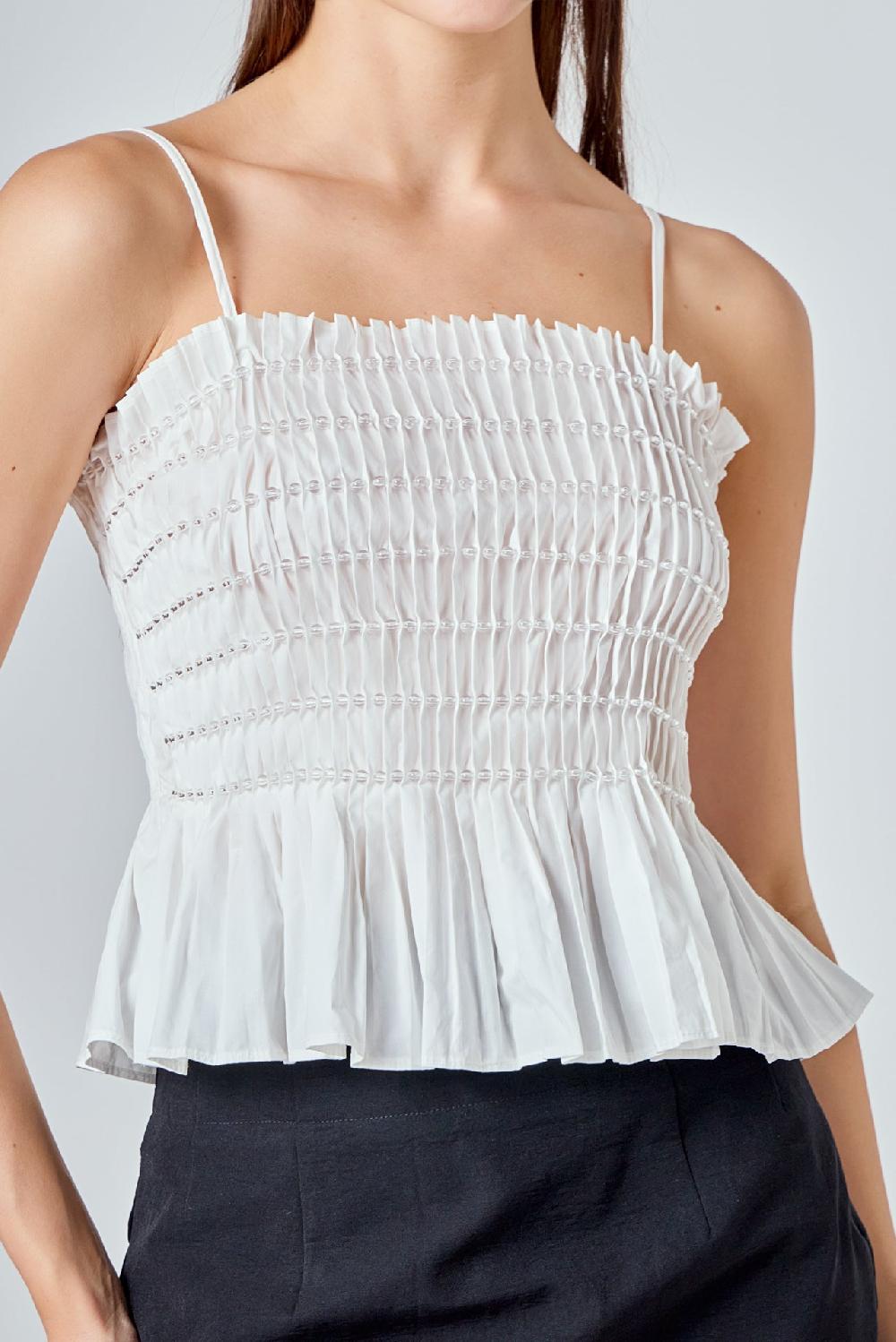 Endless Rose Beaded Top WHITE