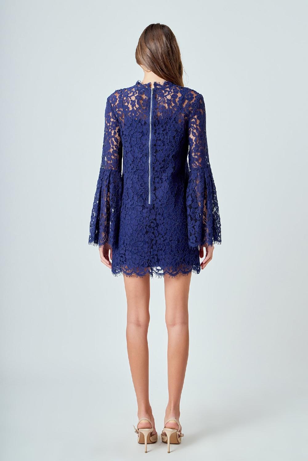 Endless Rose Bell Sleeve Lace Dress NAVY