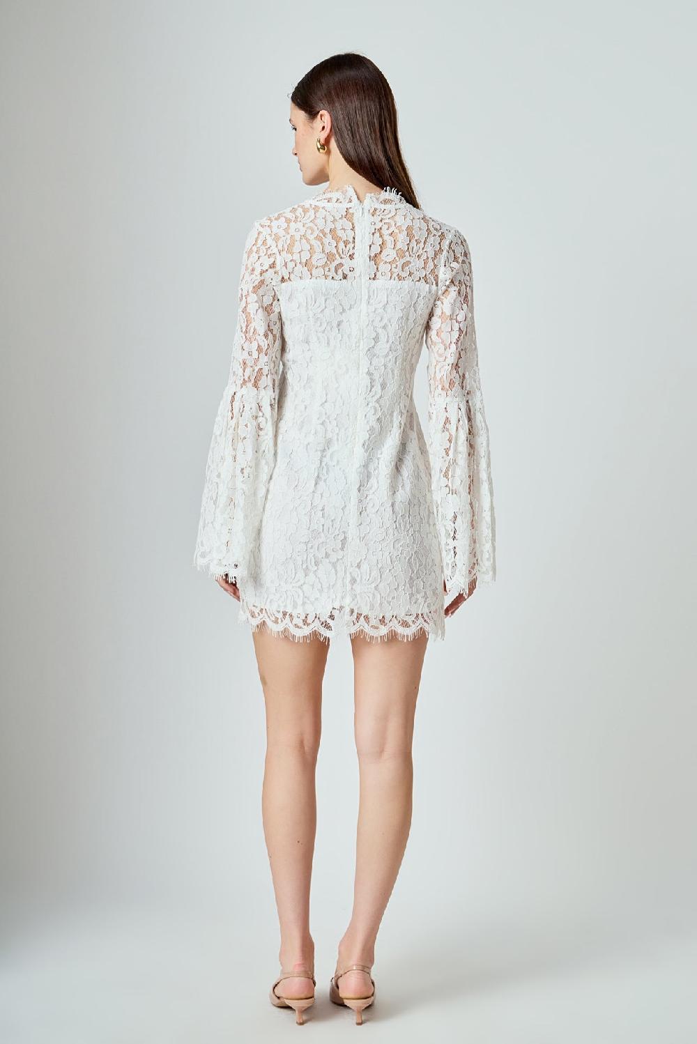 Endless Rose Bell Sleeve V-Neck Lace Dress IVORY