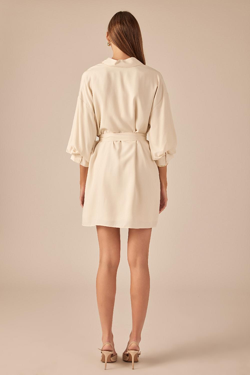 Endless Rose Belted Mini Shirt Dress BEIGE