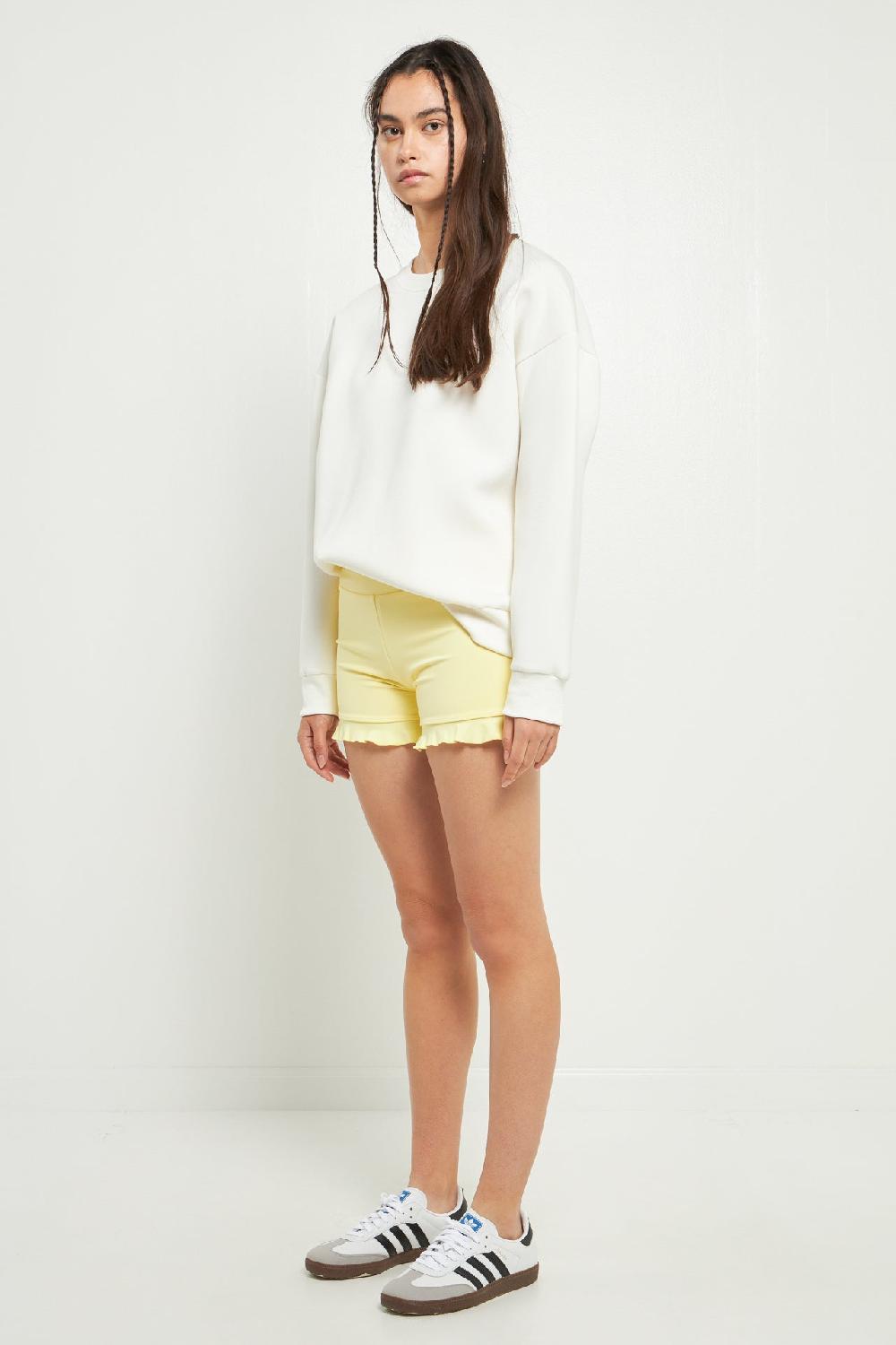 Endless Rose Biker Shorts With Ruffle LIGHT YELLOW