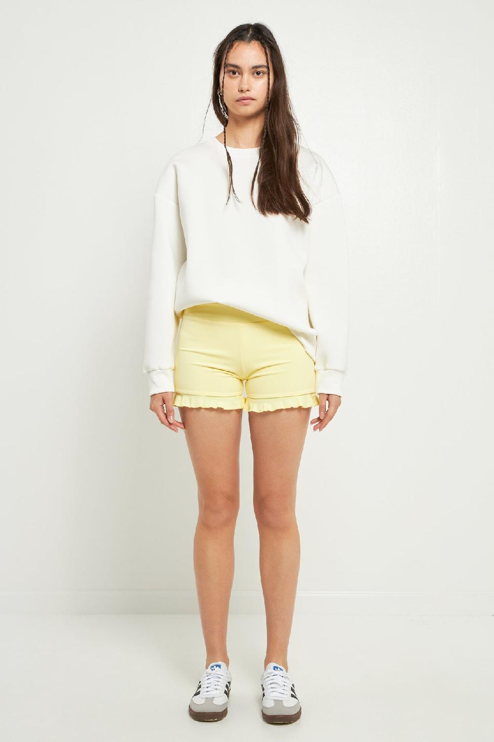 Endless Rose Biker Shorts With Ruffle LIGHT YELLOW