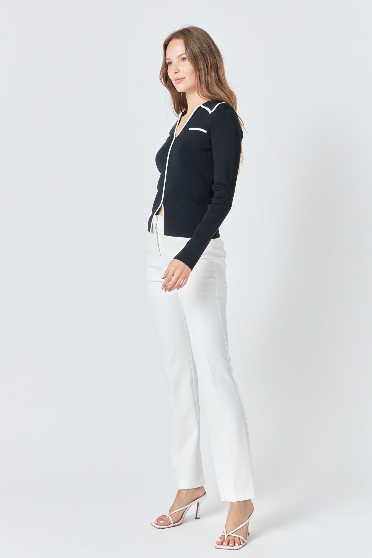 Endless Rose Binded Collared Top BLACK