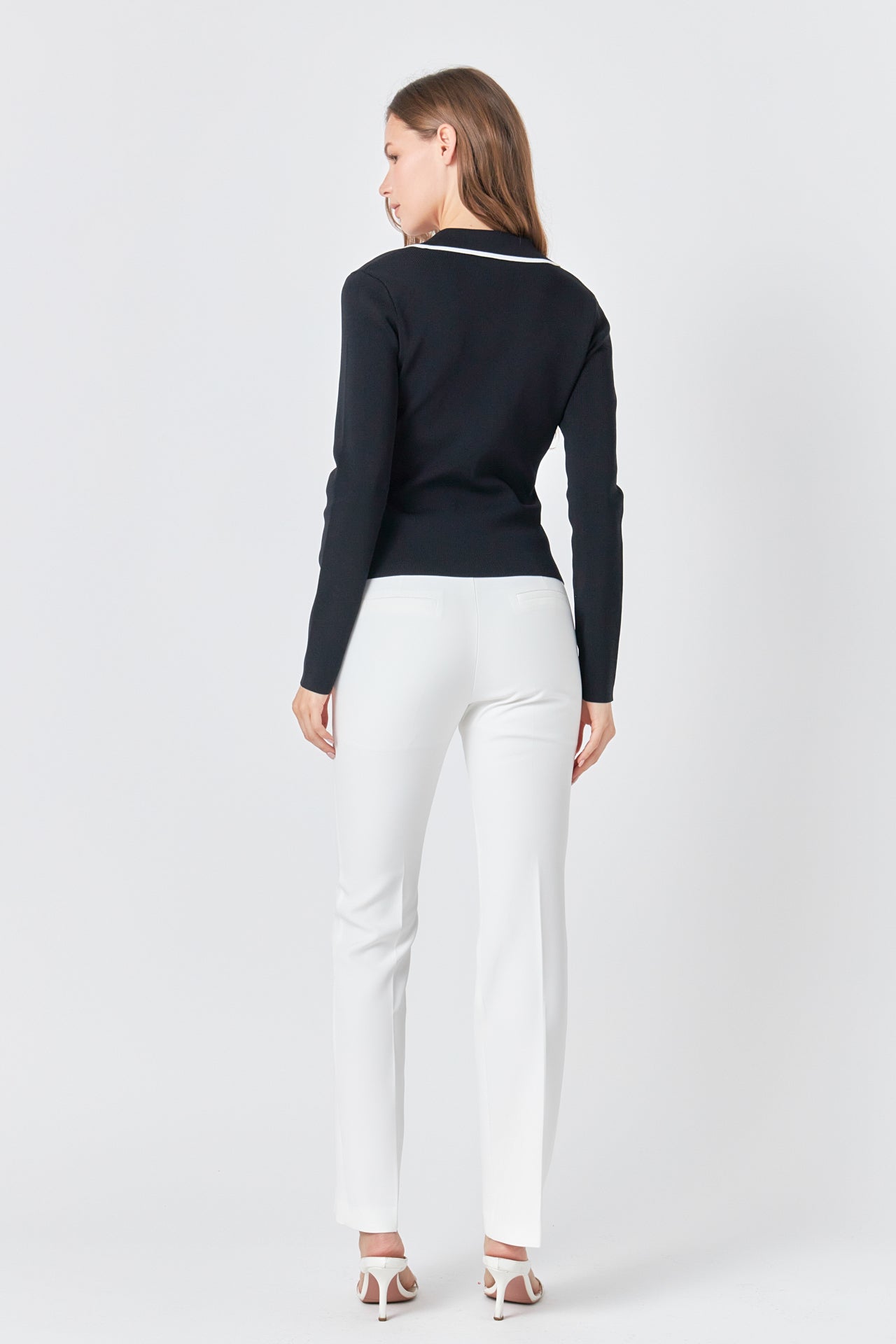 Endless Rose Binded Collared Top BLACK