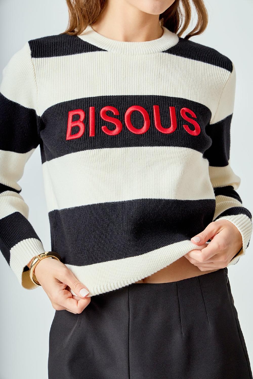 Endless Rose Bisous Striped Sweater BLACK/CREAM