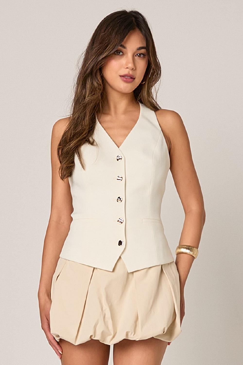 endless rose Blend Halter Top CREAM