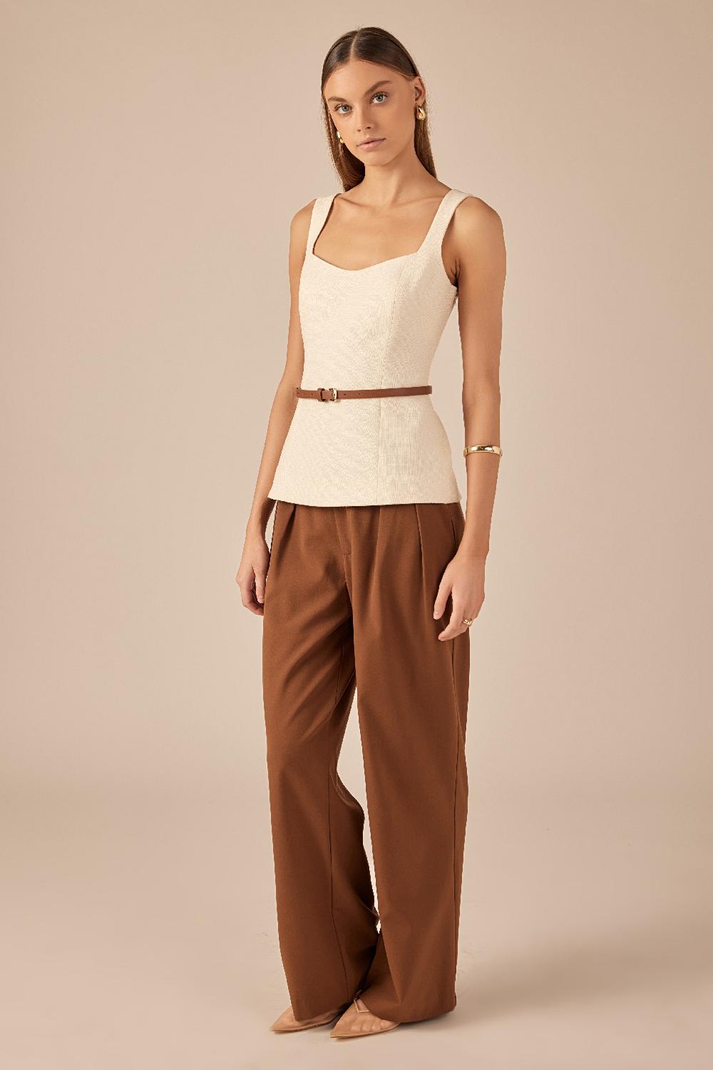 Endless Rose Blend Sweetheart Long Top LIGHT BEIGE