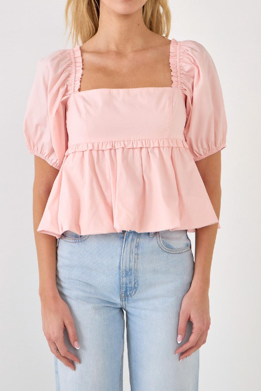 Endless Rose Blouson Baby Doll Top BLUSH