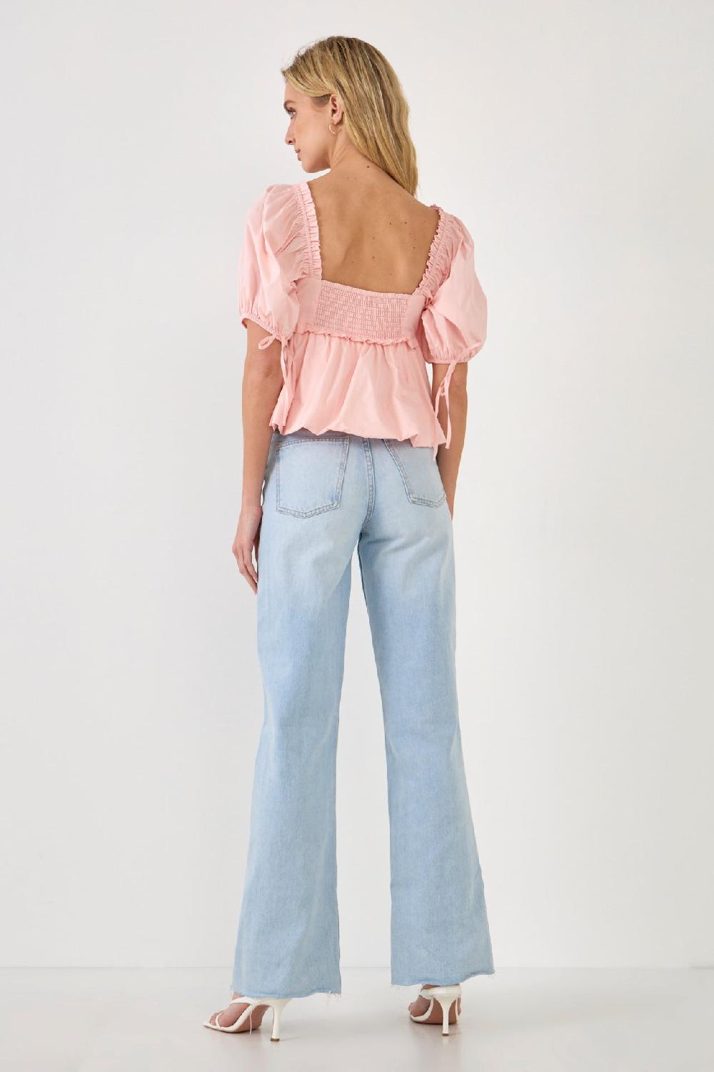 Endless Rose Blouson Baby Doll Top BLUSH