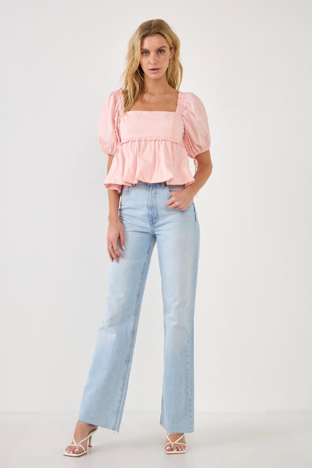 endless rose Blouson Baby Doll Top BLUSH