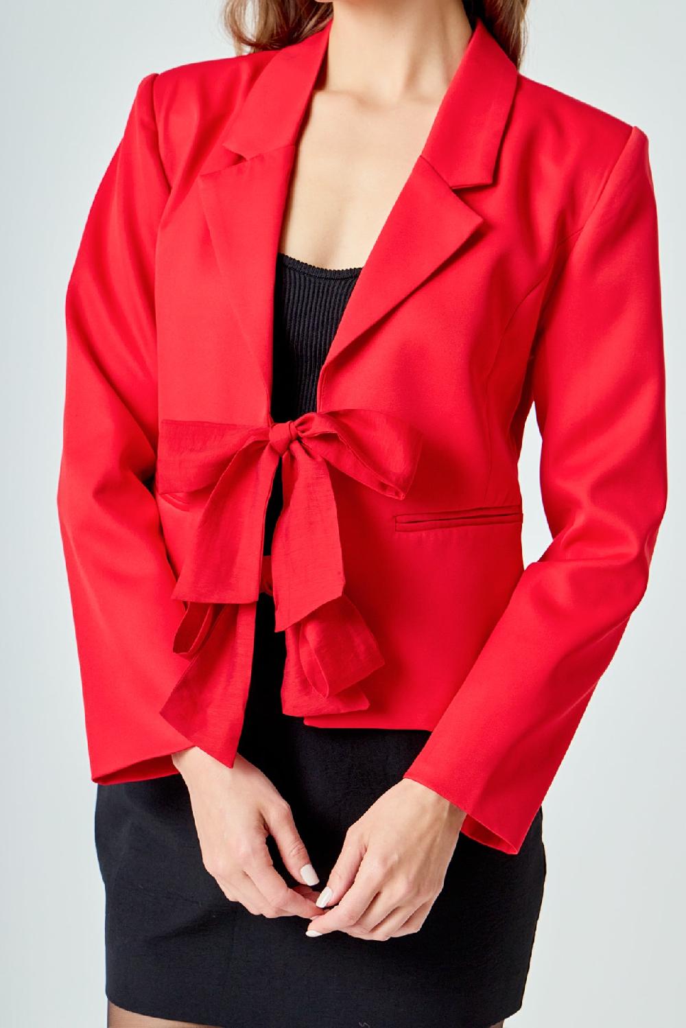 Endless Rose Bow Contrast Blazer RED
